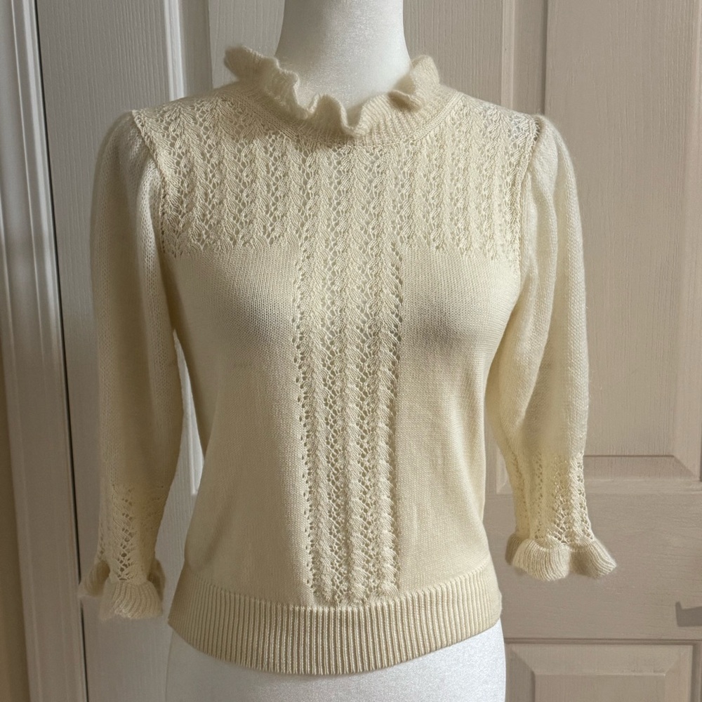 Rouje Ange Sweater with Ruffle Accents Small XS Size 36